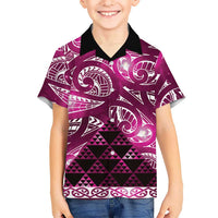 Matariki New Zealand Kid Hawaiian Shirt NZ Niho Taniwha Maori New Year Pink Galaxy