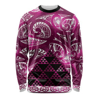 Matariki New Zealand Long Sleeve Shirt NZ Niho Taniwha Maori New Year Pink Galaxy