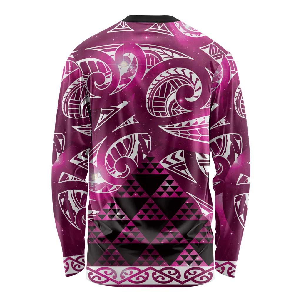 Matariki New Zealand Long Sleeve Shirt NZ Niho Taniwha Maori New Year Pink Galaxy