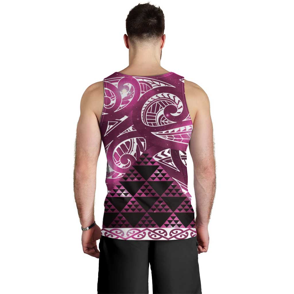 Matariki New Zealand Men Tank Top NZ Niho Taniwha Maori New Year Pink Galaxy LT14 - Polynesian Pride