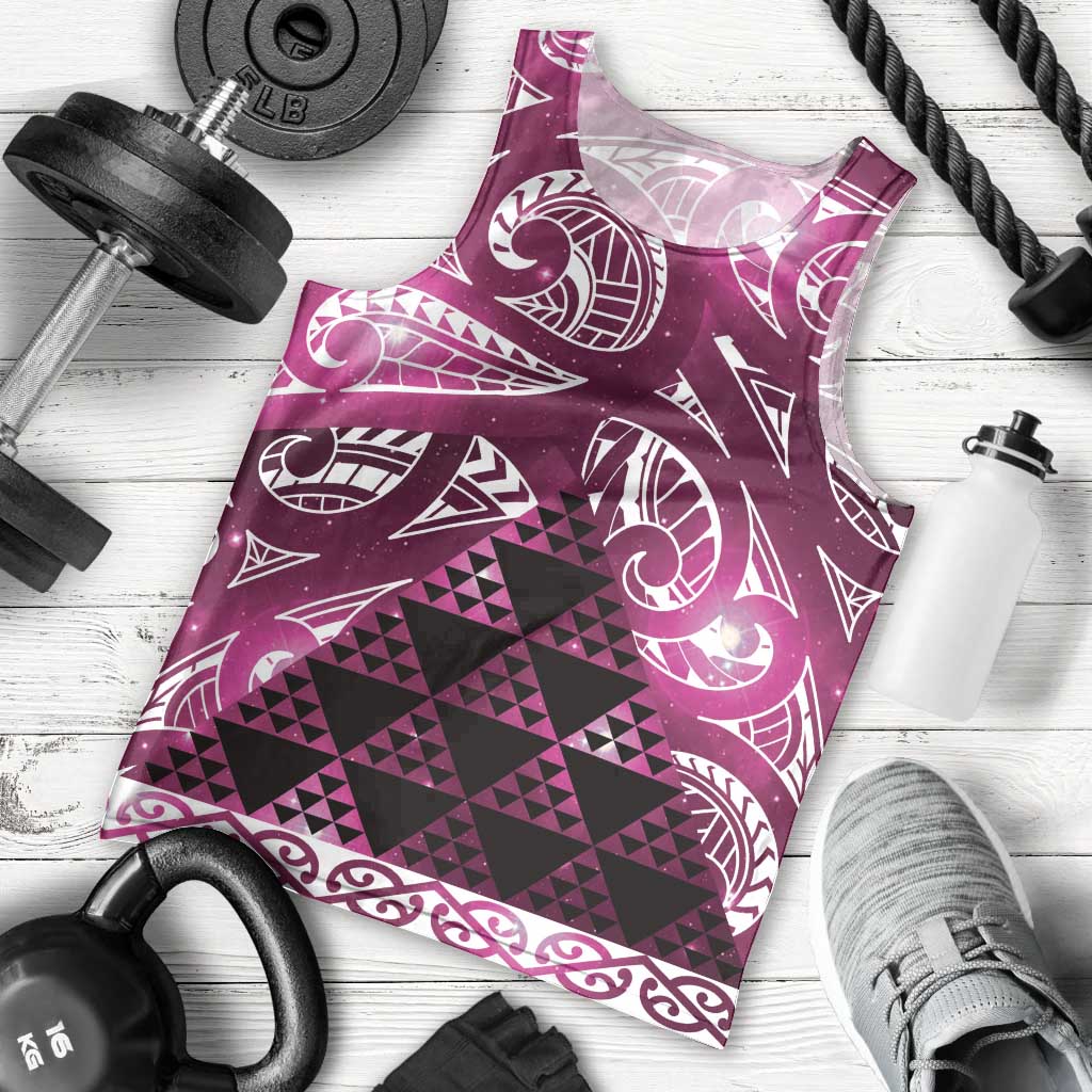 Matariki New Zealand Men Tank Top NZ Niho Taniwha Maori New Year Pink Galaxy LT14 - Polynesian Pride