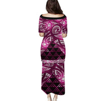 Matariki New Zealand Puletasi NZ Niho Taniwha Maori New Year Pink Galaxy LT14 - Polynesian Pride