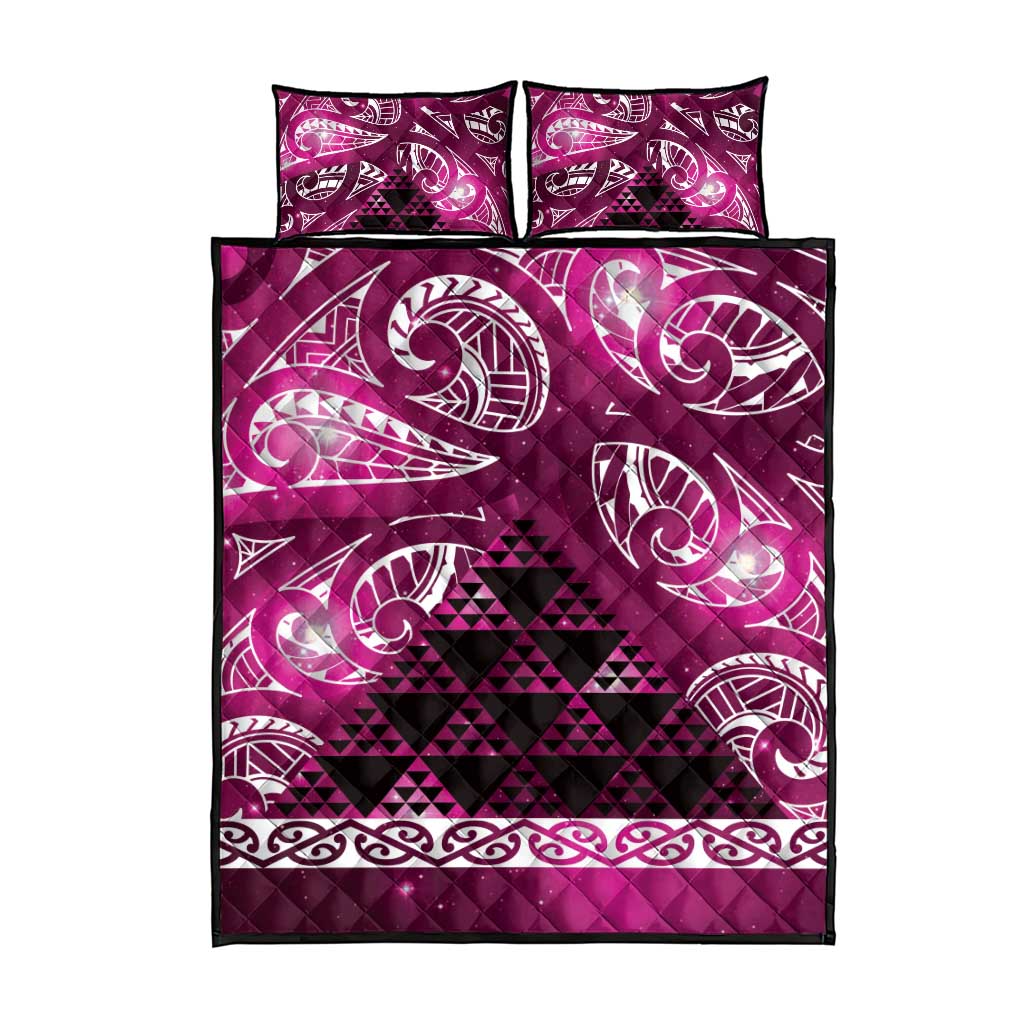 Matariki New Zealand Quilt Bed Set NZ Niho Taniwha Maori New Year Pink Galaxy LT14 - Polynesian Pride