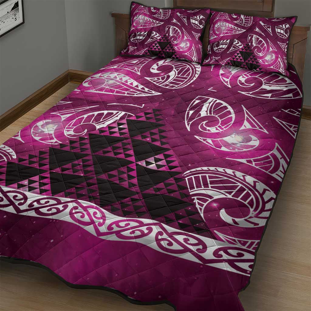 Matariki New Zealand Quilt Bed Set NZ Niho Taniwha Maori New Year Pink Galaxy LT14 - Polynesian Pride