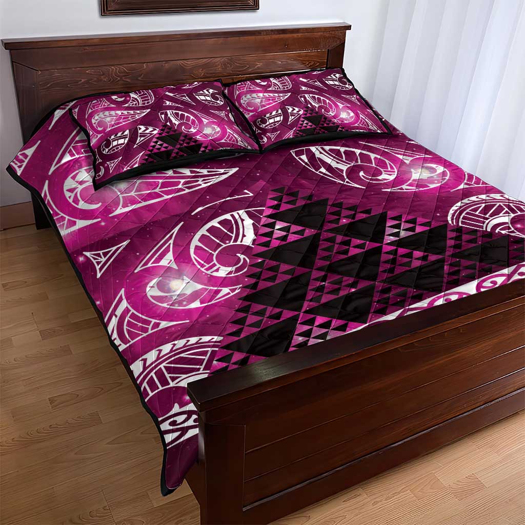 Matariki New Zealand Quilt Bed Set NZ Niho Taniwha Maori New Year Pink Galaxy LT14 - Polynesian Pride