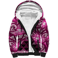 Matariki New Zealand Sherpa Hoodie NZ Niho Taniwha Maori New Year Pink Galaxy