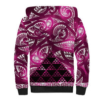 Matariki New Zealand Sherpa Hoodie NZ Niho Taniwha Maori New Year Pink Galaxy