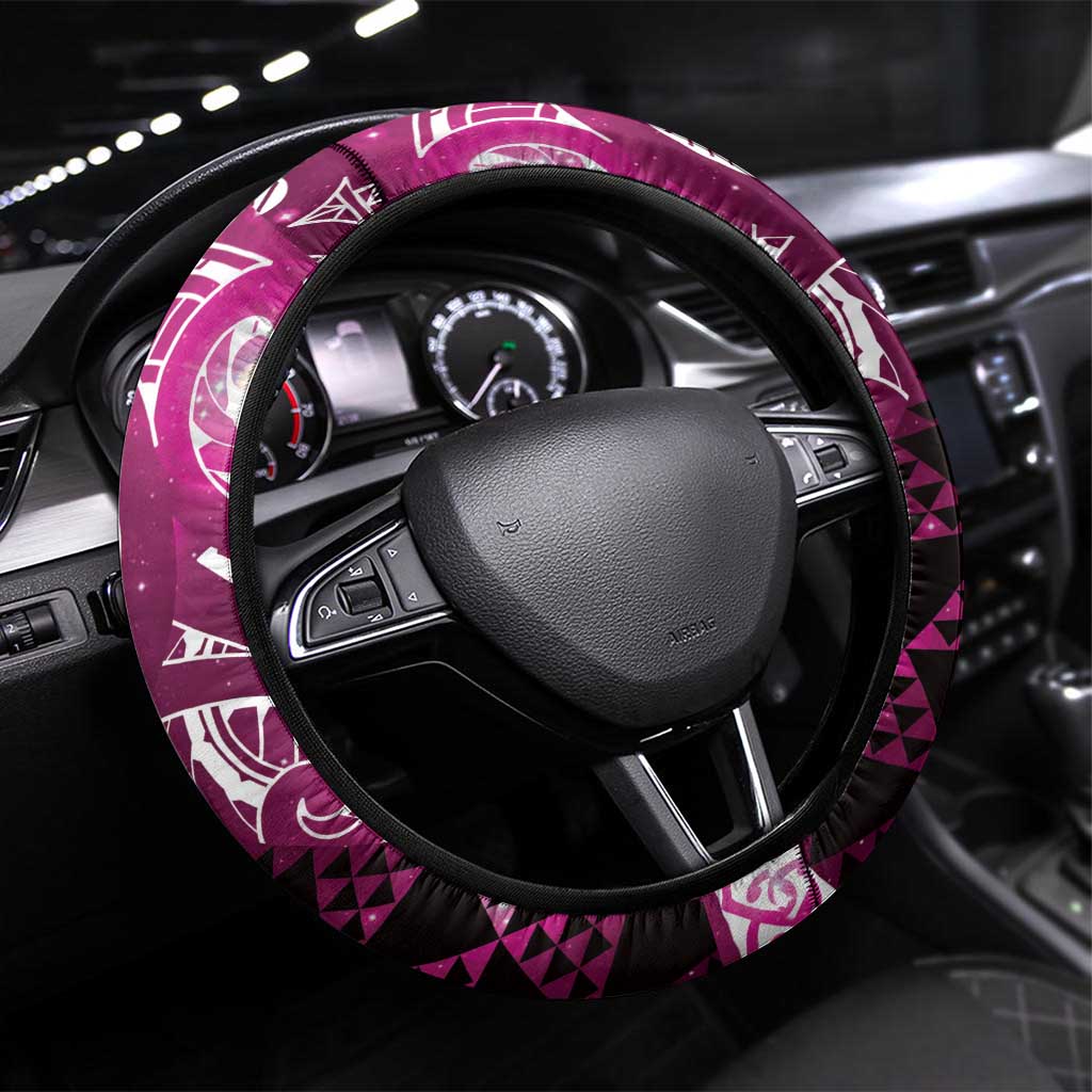 Matariki New Zealand Steering Wheel Cover NZ Niho Taniwha Maori New Year Pink Galaxy