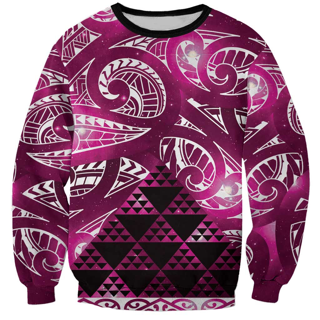 Matariki New Zealand Sweatshirt NZ Niho Taniwha Maori New Year Pink Galaxy