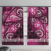 Matariki New Zealand Window Curtain NZ Niho Taniwha Maori New Year Pink Galaxy LT14 With Hooks Pink - Polynesian Pride