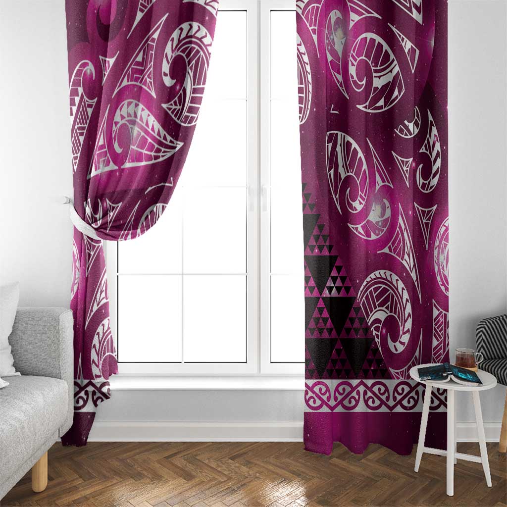Matariki New Zealand Window Curtain NZ Niho Taniwha Maori New Year Pink Galaxy LT14 - Polynesian Pride