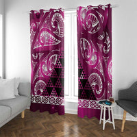 Matariki New Zealand Window Curtain NZ Niho Taniwha Maori New Year Pink Galaxy LT14 With Grommets Pink - Polynesian Pride