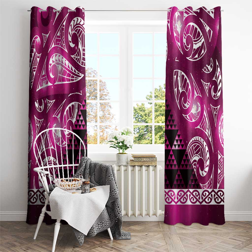 Matariki New Zealand Window Curtain NZ Niho Taniwha Maori New Year Pink Galaxy LT14 - Polynesian Pride