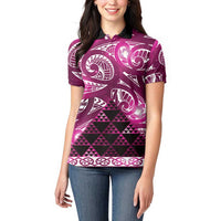 Matariki New Zealand Women Polo Shirt NZ Niho Taniwha Maori New Year Pink Galaxy