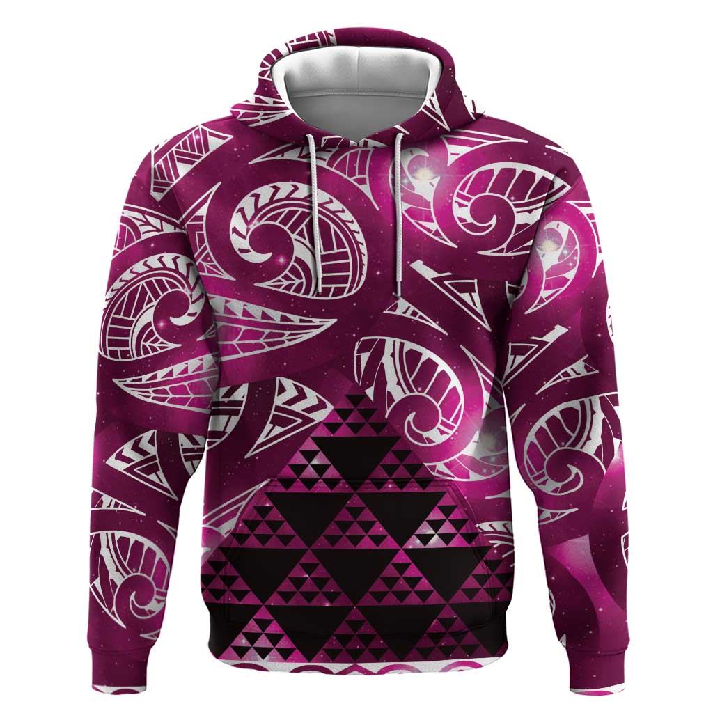 Matariki New Zealand Zip Hoodie NZ Niho Taniwha Maori New Year Pink Galaxy