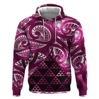 Matariki New Zealand Zip Hoodie NZ Niho Taniwha Maori New Year Pink Galaxy
