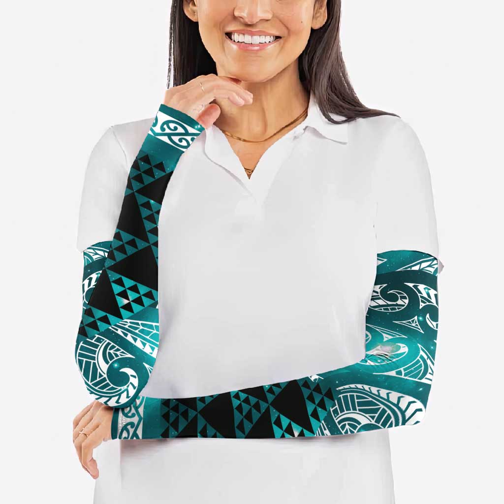 Matariki New Zealand Arm Sleeves NZ Niho Taniwha Maori New Year Cyan Galaxy