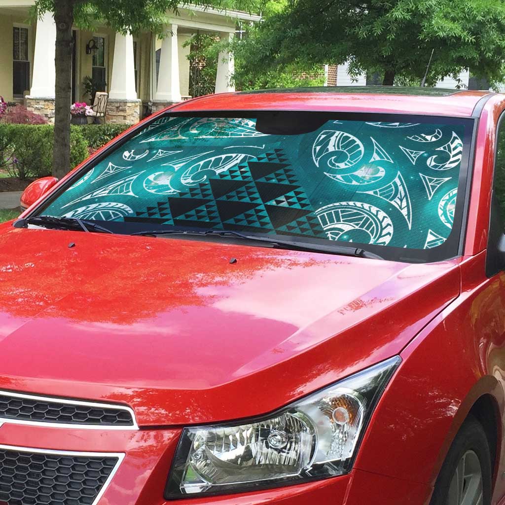Matariki New Zealand Auto Sun Shade NZ Niho Taniwha Maori New Year Cyan Galaxy LT14 - Polynesian Pride