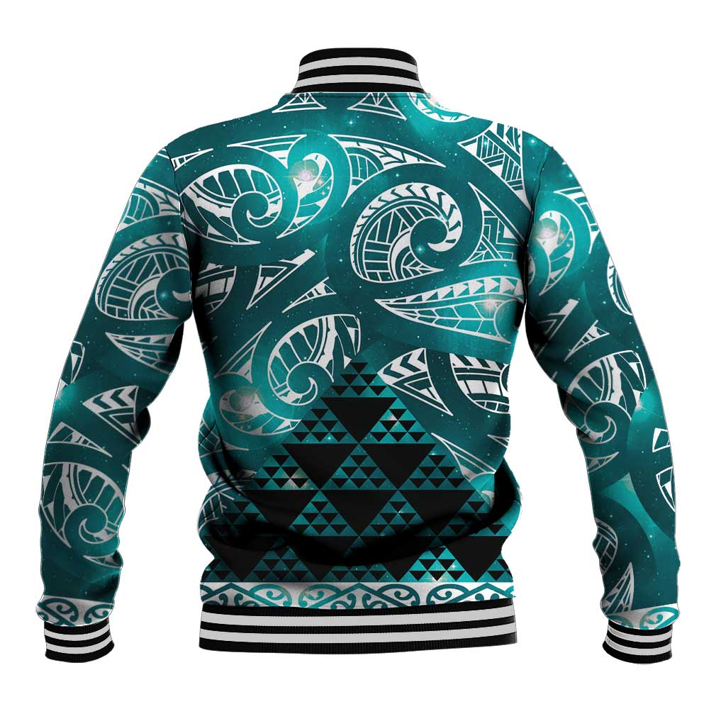 Matariki New Zealand Baseball Jacket NZ Niho Taniwha Maori New Year Cyan Galaxy