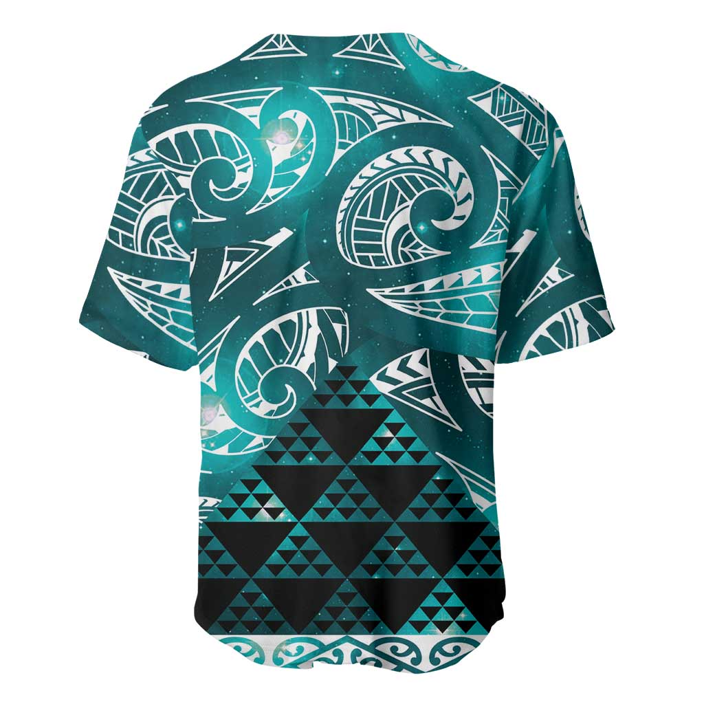 Matariki New Zealand Baseball Jersey NZ Niho Taniwha Maori New Year Cyan Galaxy LT14 - Polynesian Pride