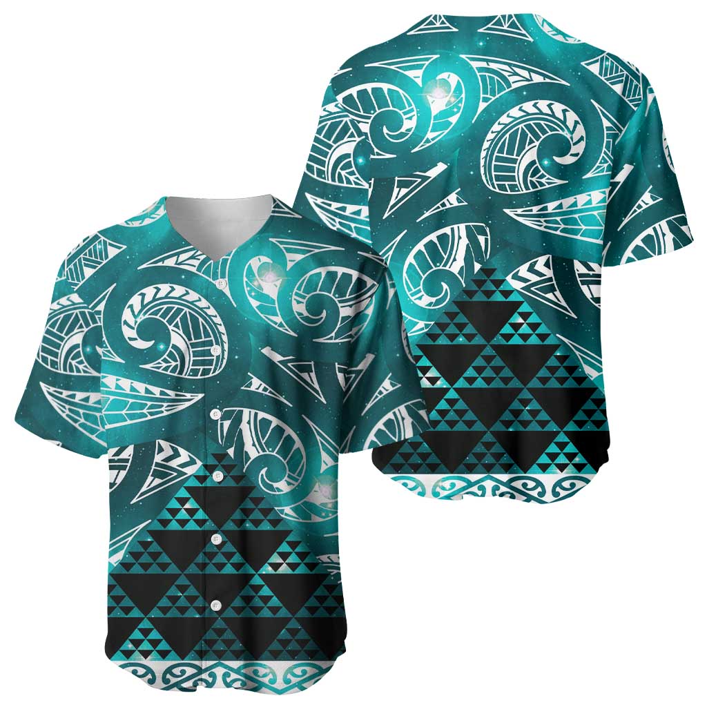 Matariki New Zealand Baseball Jersey NZ Niho Taniwha Maori New Year Cyan Galaxy LT14 - Polynesian Pride