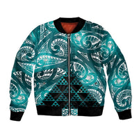 Matariki New Zealand Bomber Jacket NZ Niho Taniwha Maori New Year Cyan Galaxy