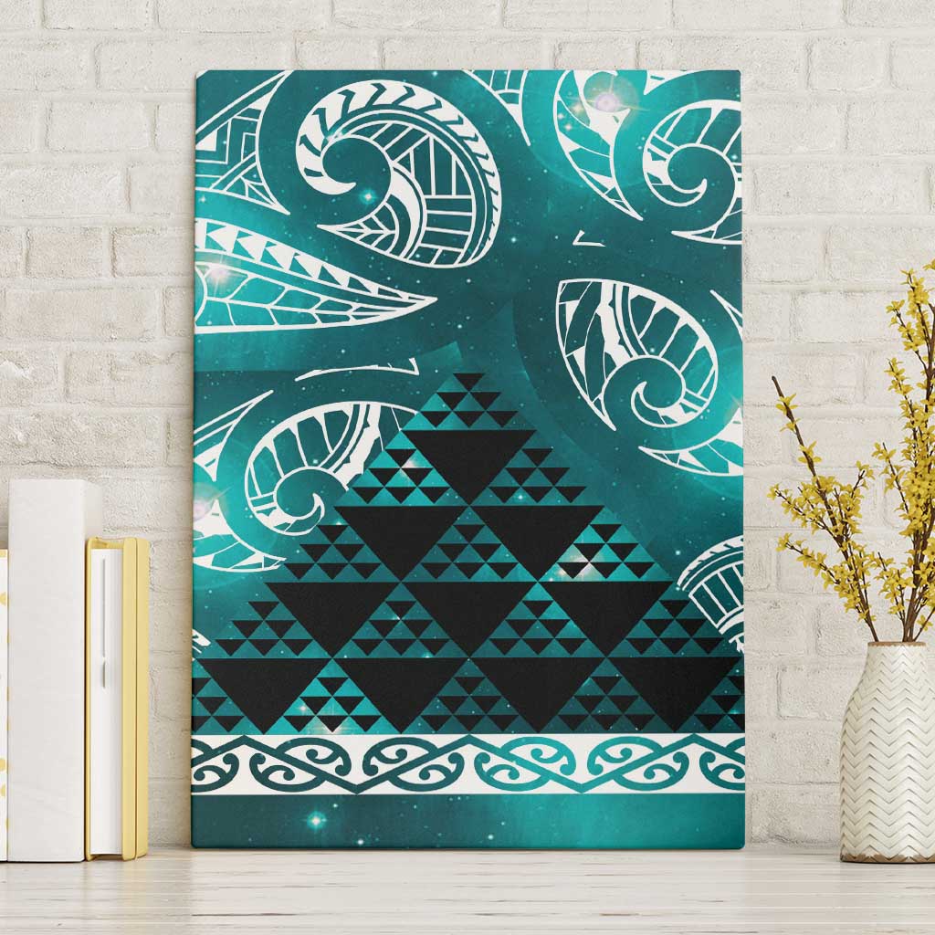 Matariki New Zealand Canvas Wall Art NZ Niho Taniwha Maori New Year Cyan Galaxy LT14 Without Frame Cyan - Polynesian Pride