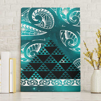 Matariki New Zealand Canvas Wall Art NZ Niho Taniwha Maori New Year Cyan Galaxy LT14 Without Frame Cyan - Polynesian Pride