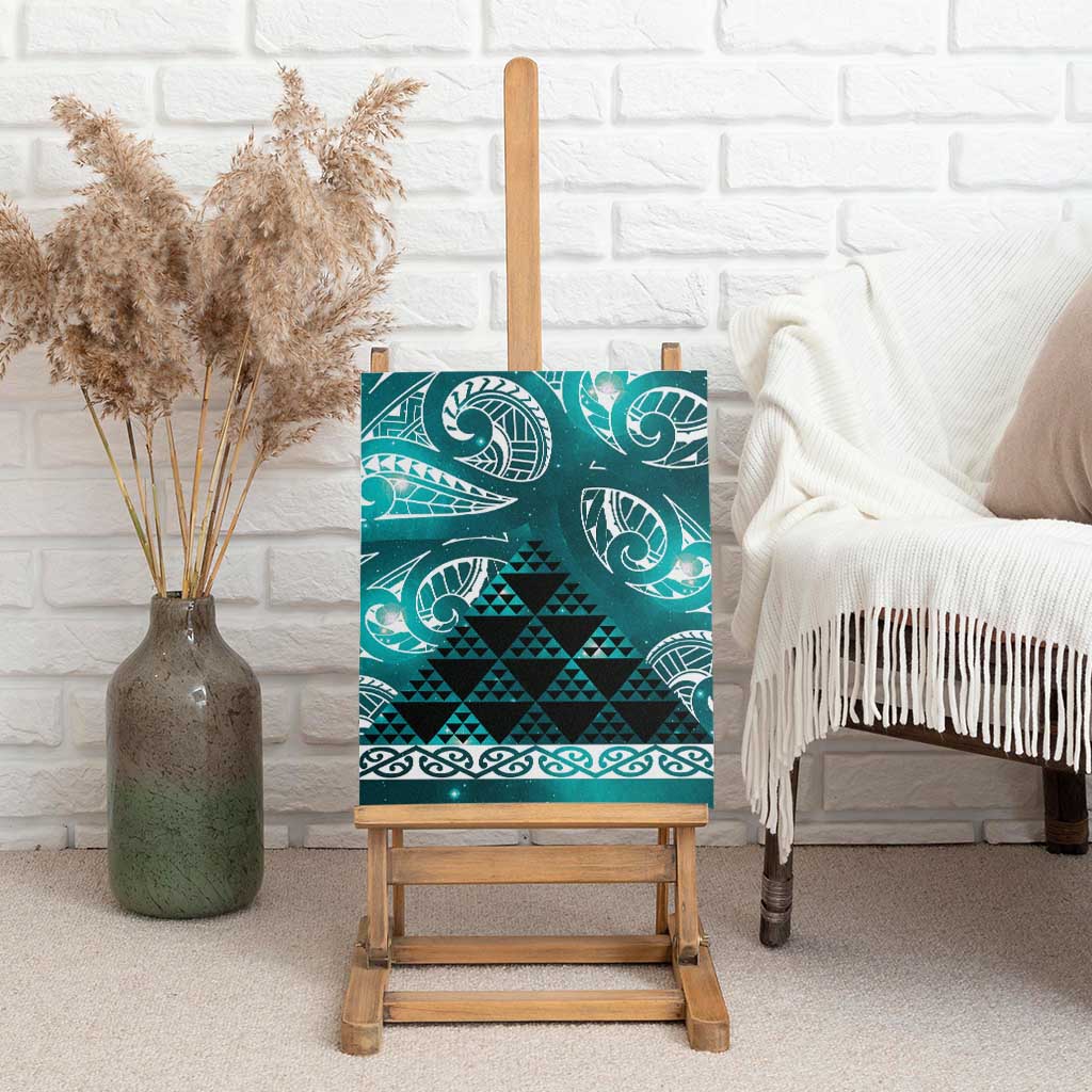 Matariki New Zealand Canvas Wall Art NZ Niho Taniwha Maori New Year Cyan Galaxy LT14 - Polynesian Pride