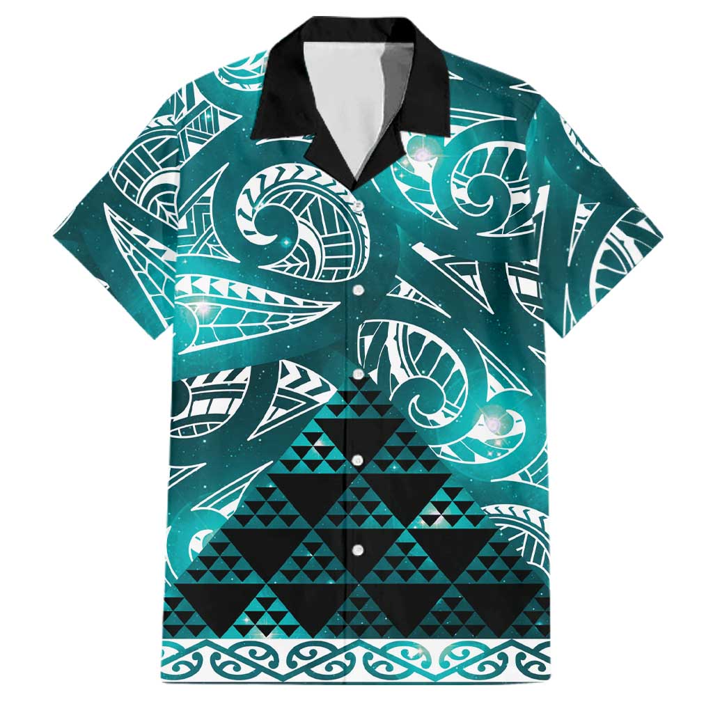 Matariki New Zealand Family Matching Mermaid Dress and Hawaiian Shirt NZ Niho Taniwha Maori New Year Cyan Galaxy