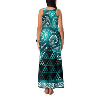 Matariki New Zealand Family Matching Tank Maxi Dress and Hawaiian Shirt NZ Niho Taniwha Maori New Year Cyan Galaxy