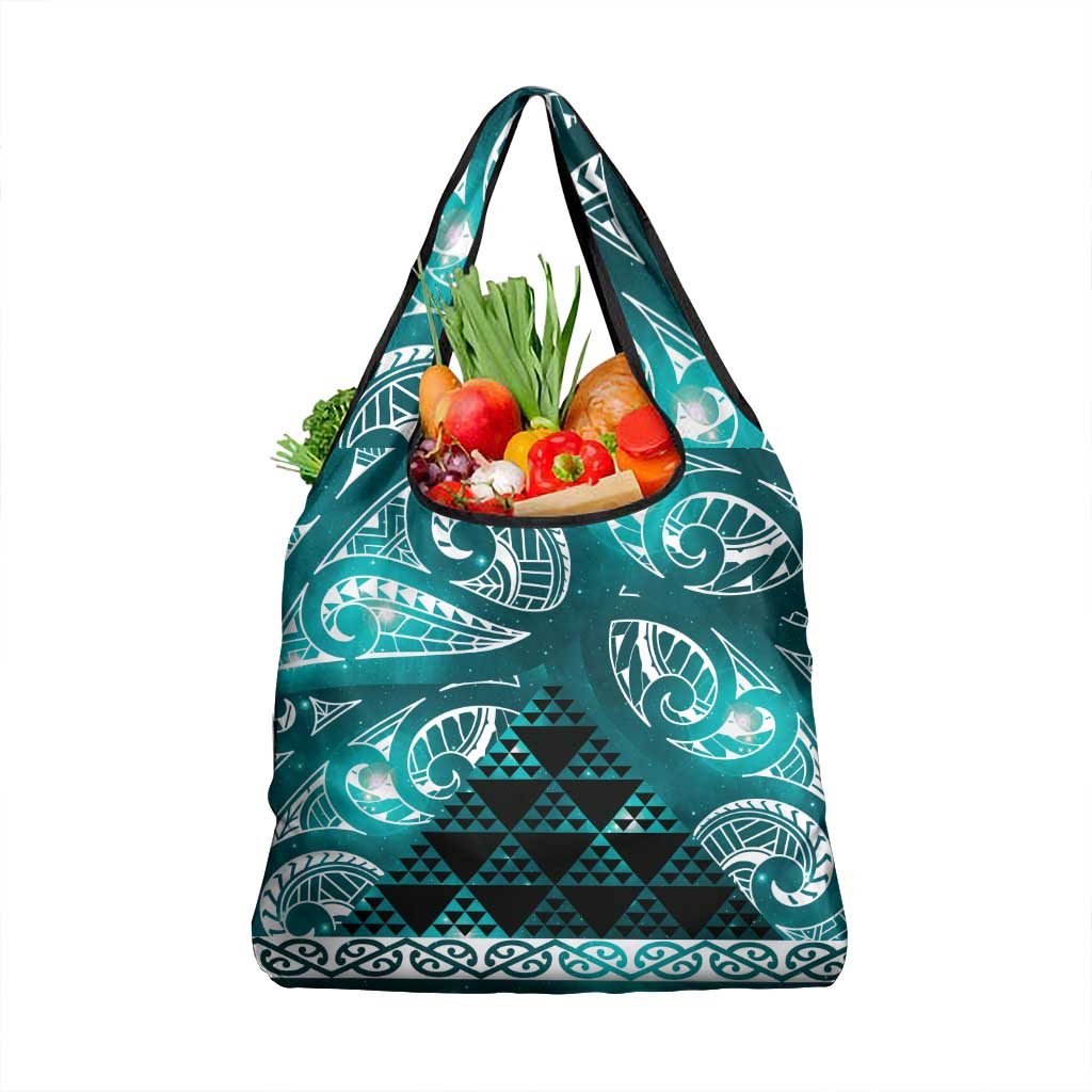 Matariki New Zealand Grocery Bag NZ Niho Taniwha Maori New Year Cyan Galaxy LT14 1-pack One Size Cyan - Polynesian Pride