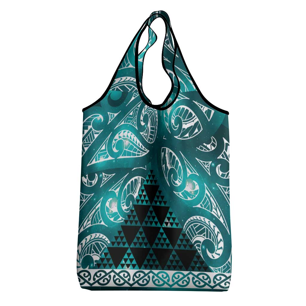 Matariki New Zealand Grocery Bag NZ Niho Taniwha Maori New Year Cyan Galaxy LT14 - Polynesian Pride