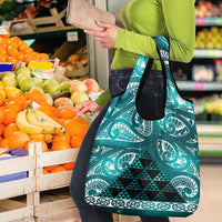 Matariki New Zealand Grocery Bag NZ Niho Taniwha Maori New Year Cyan Galaxy LT14 - Polynesian Pride