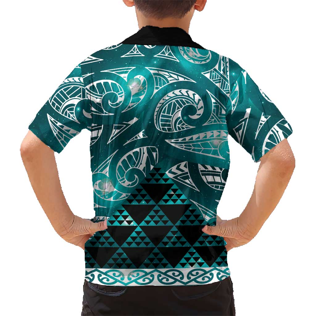 Matariki New Zealand Hawaiian Shirt NZ Niho Taniwha Maori New Year Cyan Galaxy