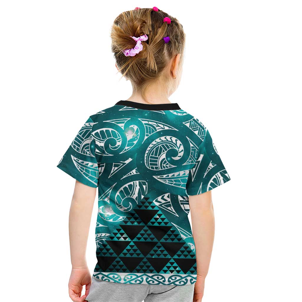 Matariki New Zealand Kid T Shirt NZ Niho Taniwha Maori New Year Cyan Galaxy