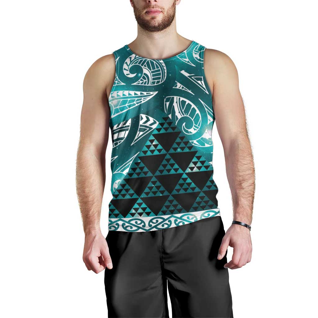 Matariki New Zealand Men Tank Top NZ Niho Taniwha Maori New Year Cyan Galaxy