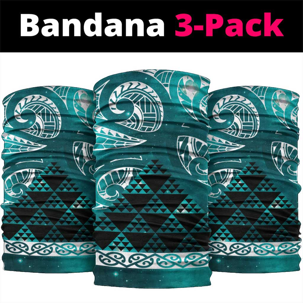 Matariki New Zealand Neck Gaiter NZ Niho Taniwha Maori New Year Cyan Galaxy