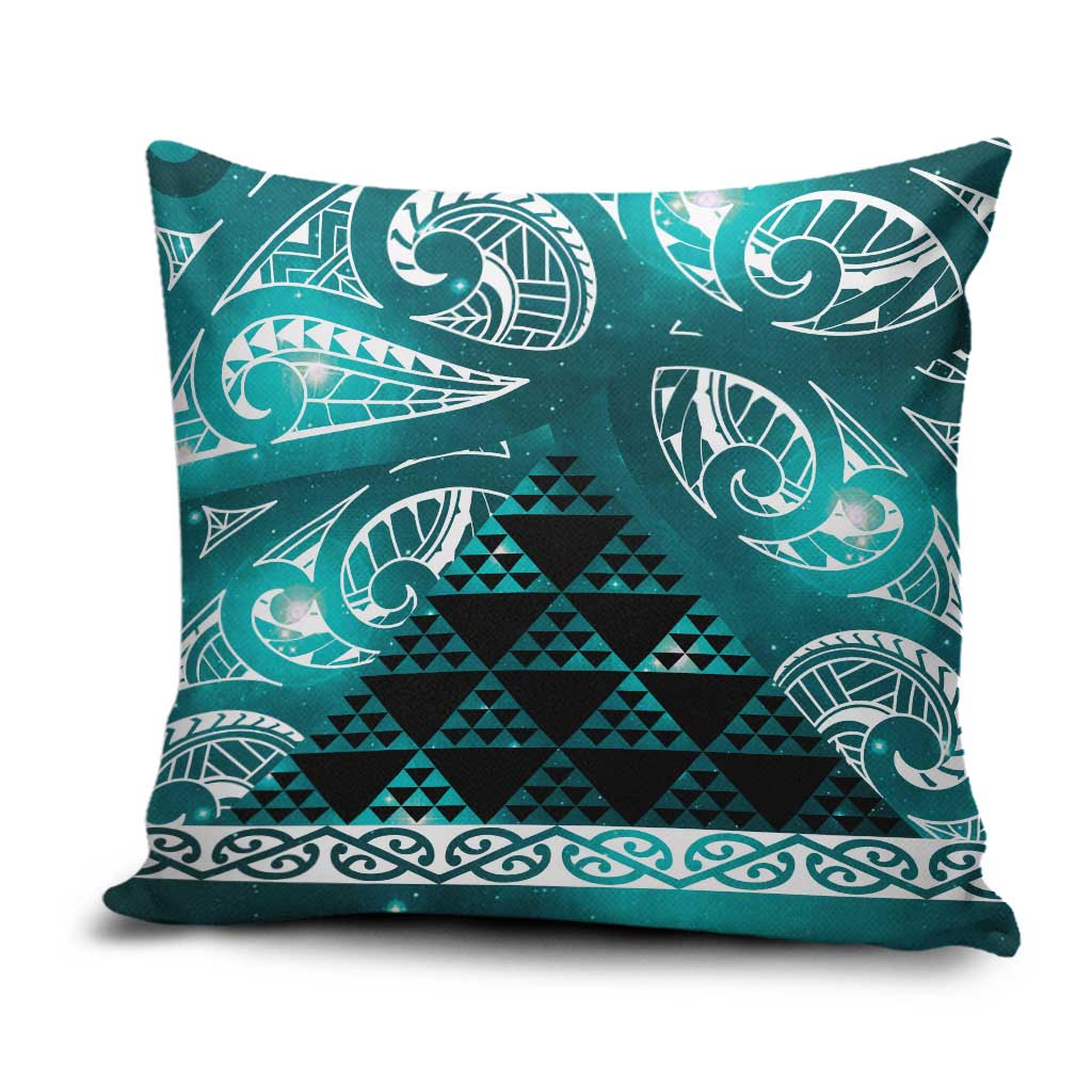 Matariki New Zealand Pillow Cover NZ Niho Taniwha Maori New Year Cyan Galaxy LT14 Cyan - Polynesian Pride
