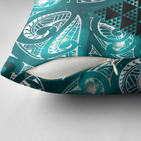 Matariki New Zealand Pillow Cover NZ Niho Taniwha Maori New Year Cyan Galaxy LT14 - Polynesian Pride