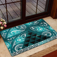 Matariki New Zealand Rubber Doormat NZ Niho Taniwha Maori New Year Cyan Galaxy