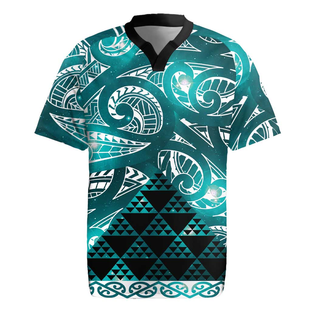 Matariki New Zealand Rugby Jersey NZ Niho Taniwha Maori New Year Cyan Galaxy