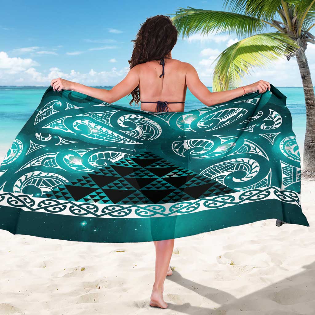 Matariki New Zealand Sarong NZ Niho Taniwha Maori New Year Cyan Galaxy