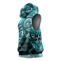 Matariki New Zealand Sleeveless Hoodie NZ Niho Taniwha Maori New Year Cyan Galaxy