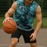 Matariki New Zealand Sleeveless Hoodie NZ Niho Taniwha Maori New Year Cyan Galaxy
