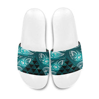 Matariki New Zealand Slide Sandals NZ Niho Taniwha Maori New Year Cyan Galaxy