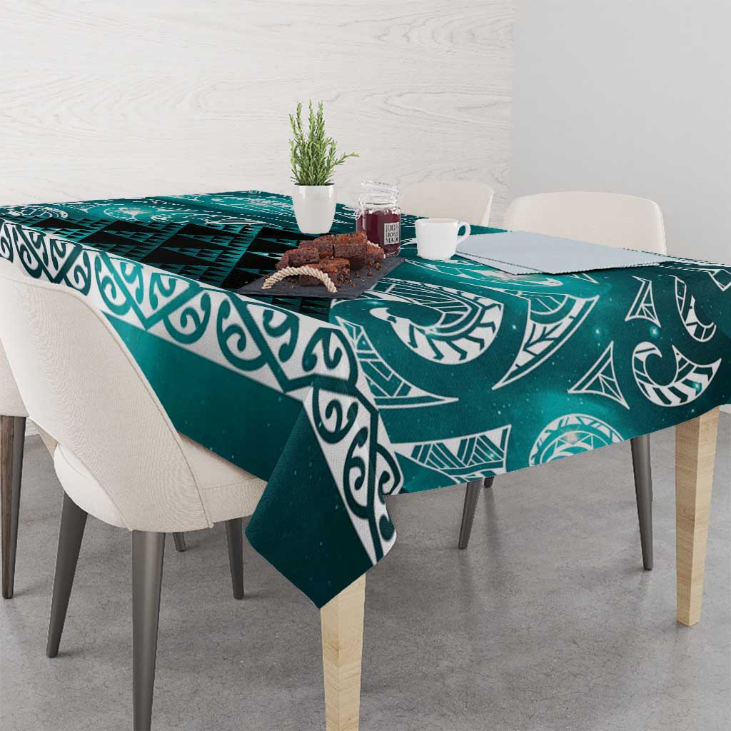 Matariki New Zealand Tablecloth NZ Niho Taniwha Maori New Year Cyan Galaxy