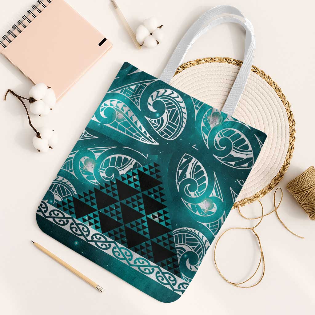Matariki New Zealand Tote Bag NZ Niho Taniwha Maori New Year Cyan Galaxy
