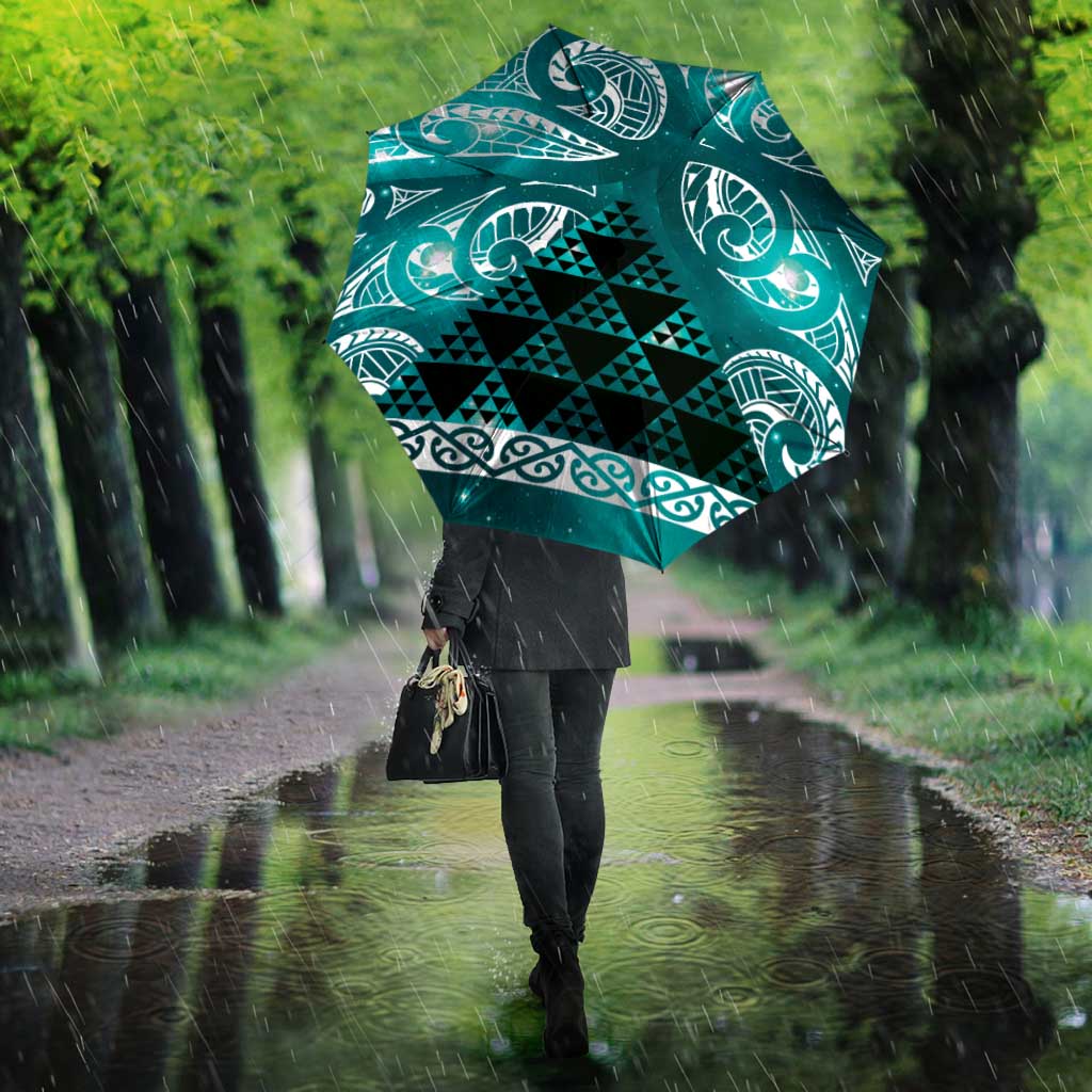 Matariki New Zealand Umbrella NZ Niho Taniwha Maori New Year Cyan Galaxy