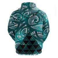 Matariki New Zealand Zip Hoodie NZ Niho Taniwha Maori New Year Cyan Galaxy